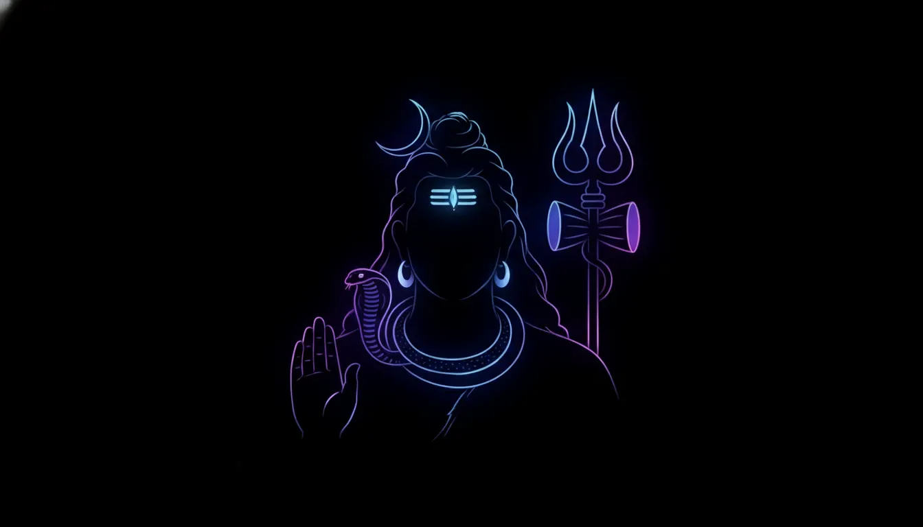 Minimalist neon har har mahadev hd photo silhouette for mobile screen.