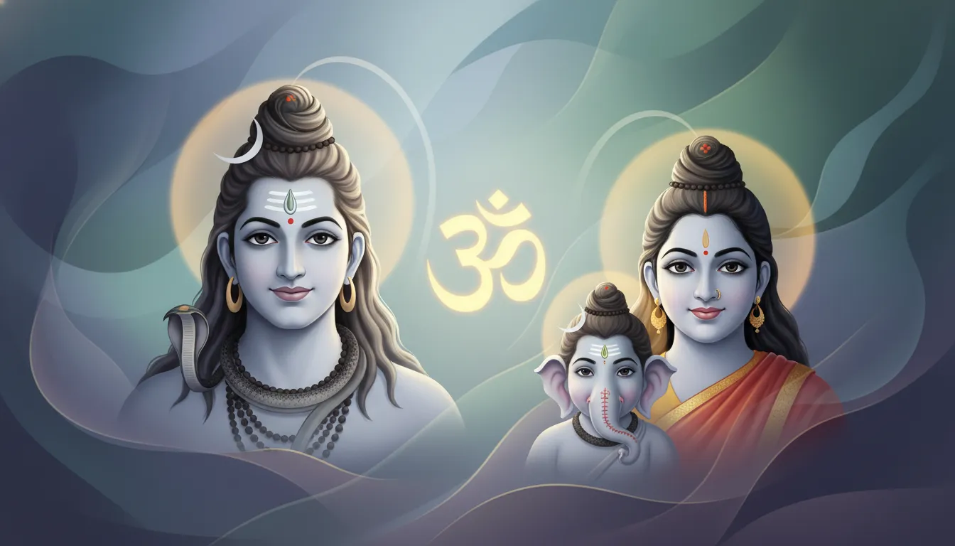 modern spiritual digital art shiva parvati family wallpaper hd