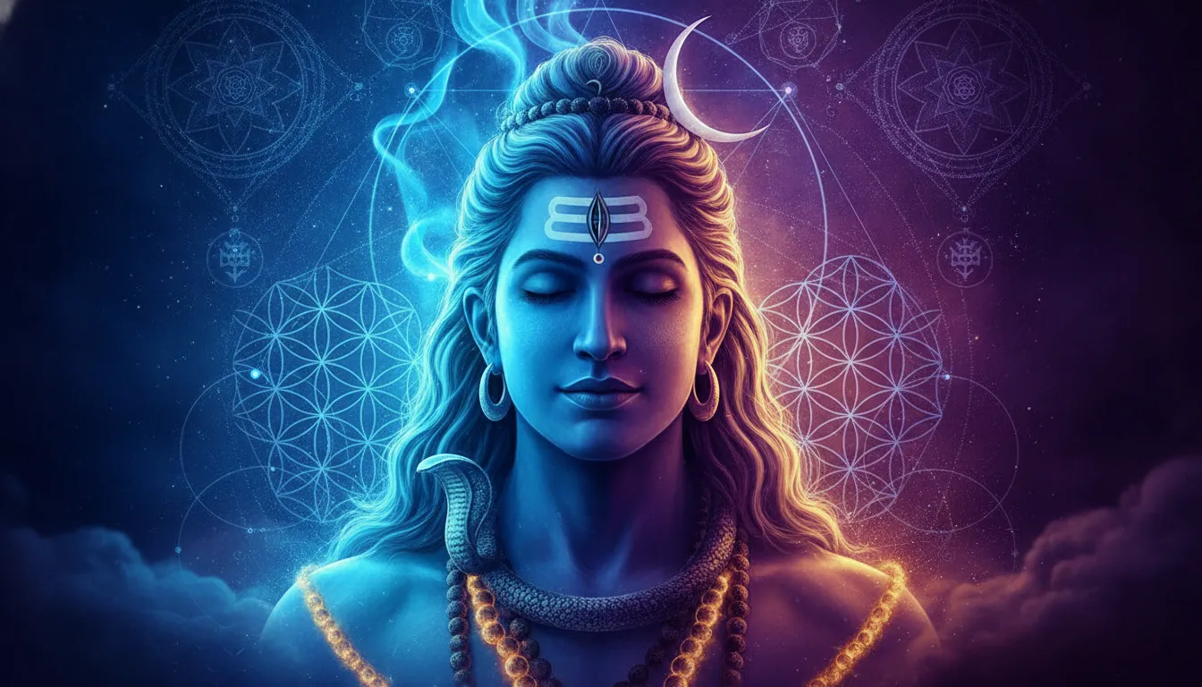 Modern neon style har mahadev photo of mystic lord shiva