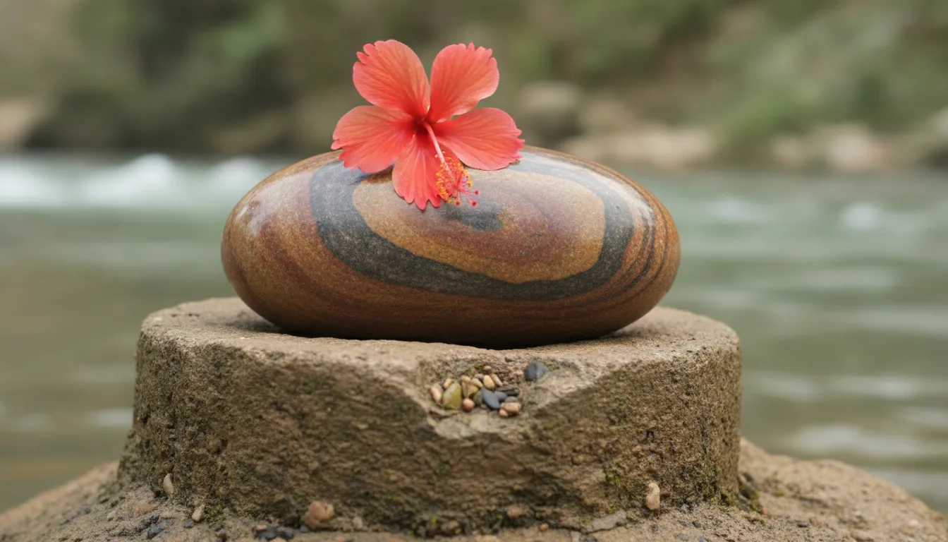 Natural Narmadeshwar Shivling with unique reddish-brown markings