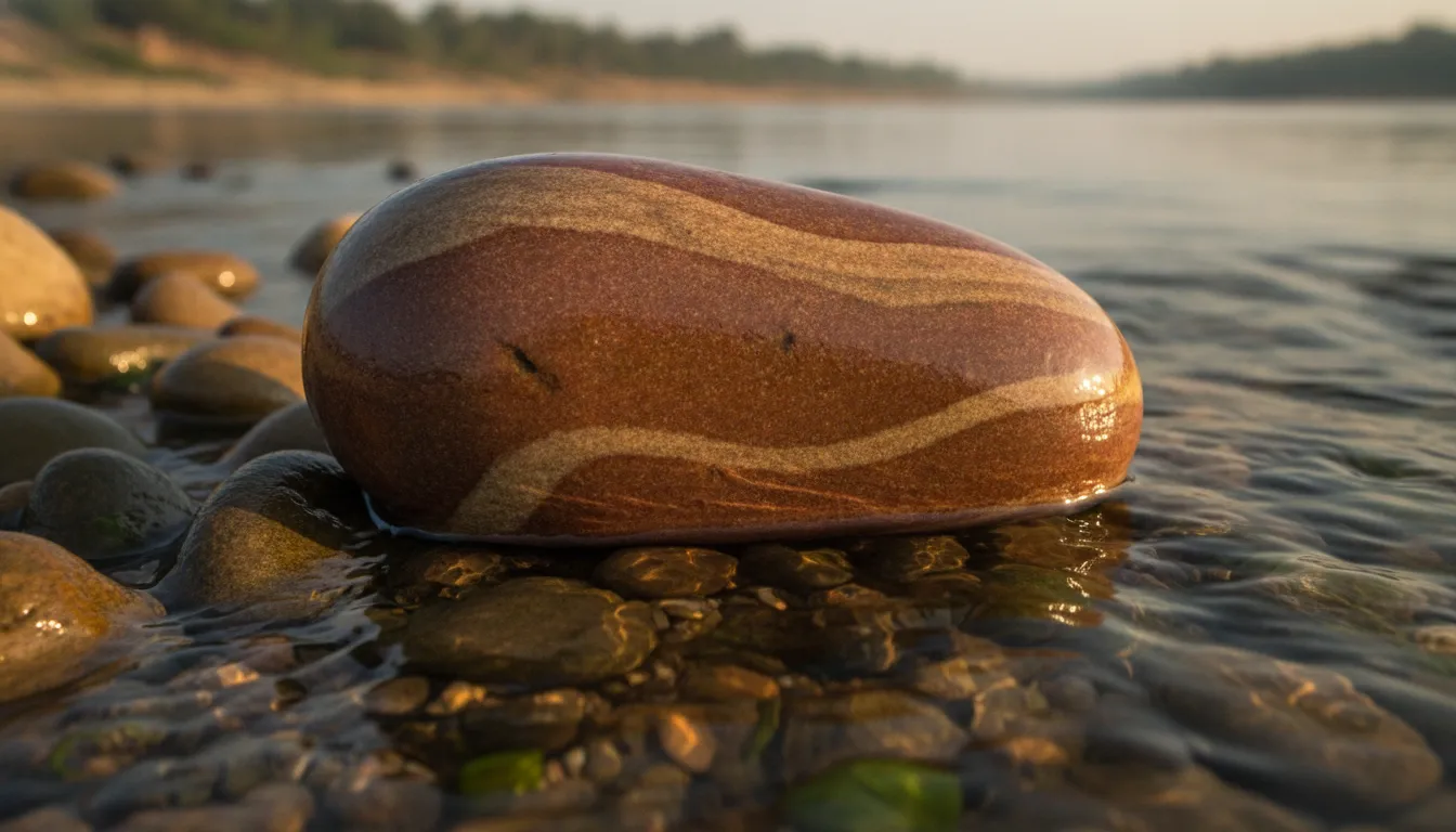 Natural Narmada river stone shivling with unique sacred markings