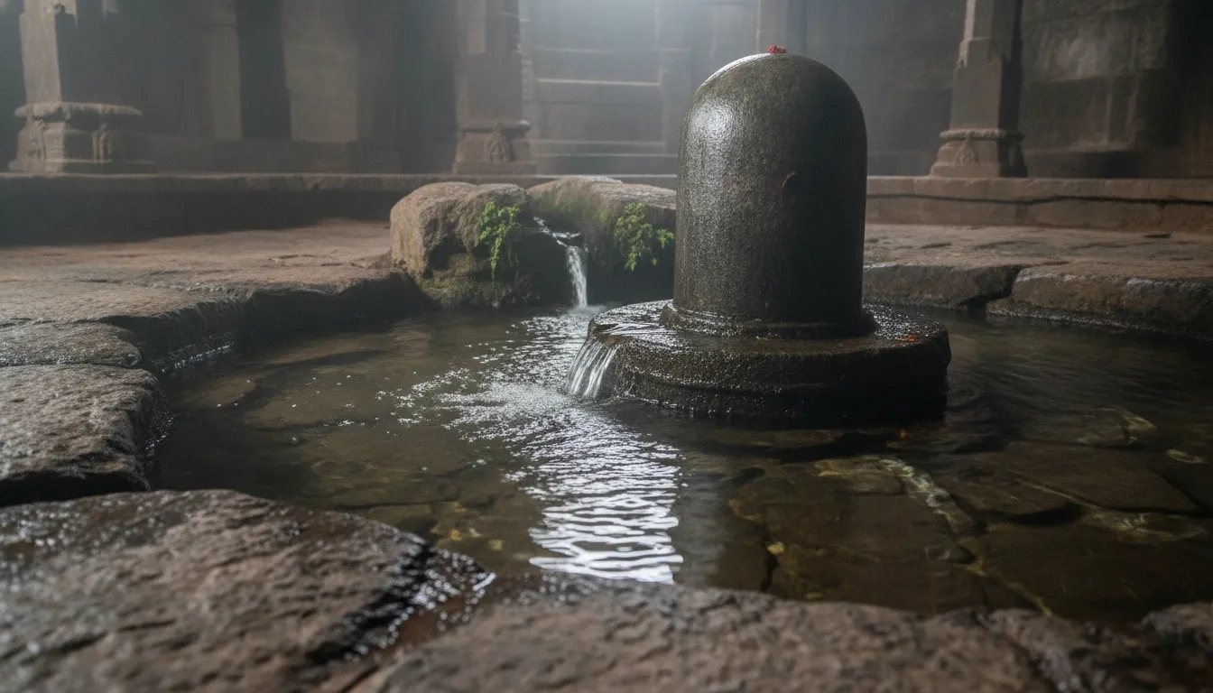 Natural underground water stream originating from the base of the Bhimashankar Shivling.