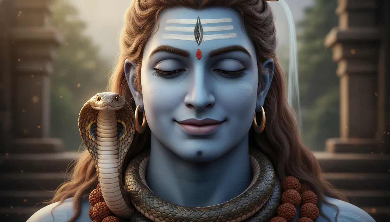 Close up peaceful face of Lord Shiva with snake Vasuki 1080p HD wallpaper