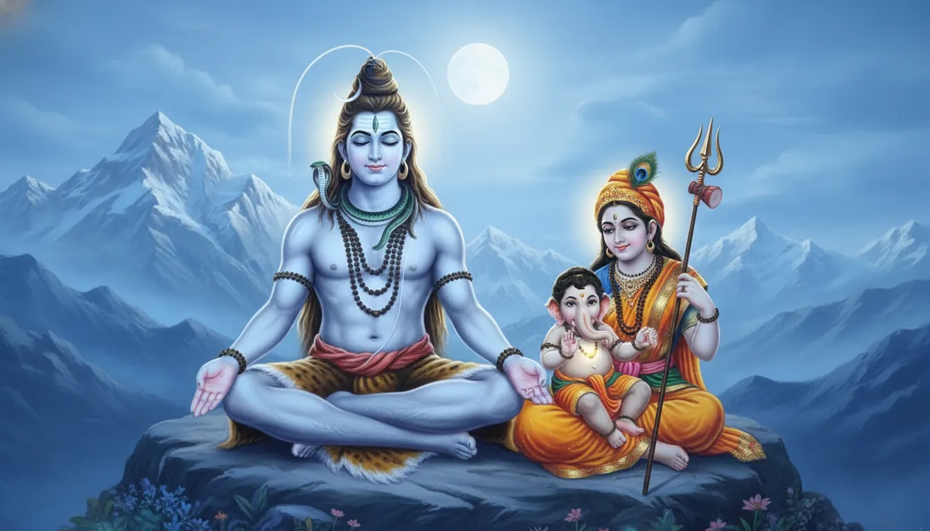 meditative shiva family wallpaper ganesha kartikeya nandi hd