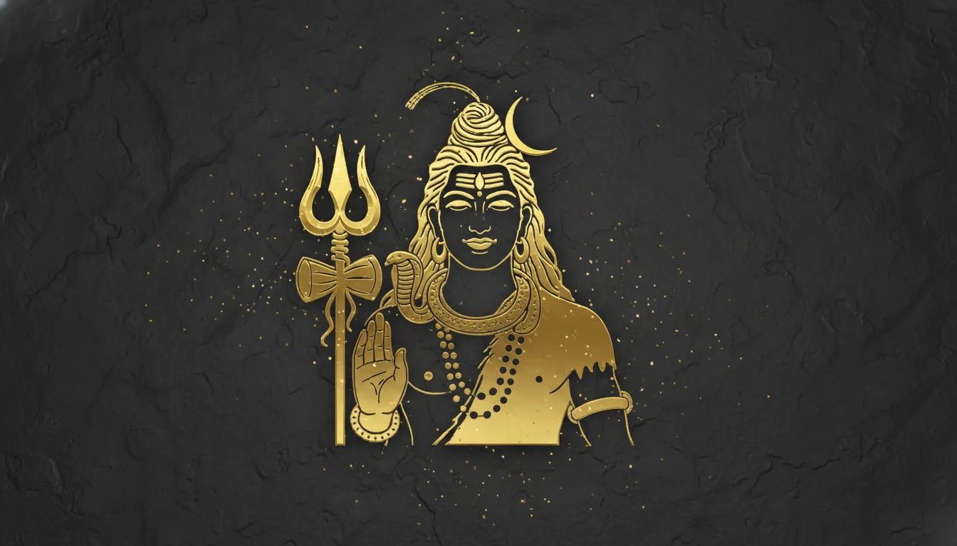 Premium golden foil texture Har har mahadev cover photo for social media.