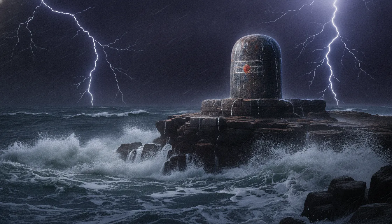 Lord Shiva Mahakal dangerous shivling facing a massive ocean storm