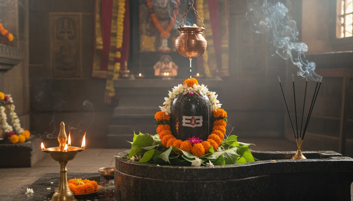 Devotional har har mahadev picture photoes of a beautifully decorated Shiva Lingam.