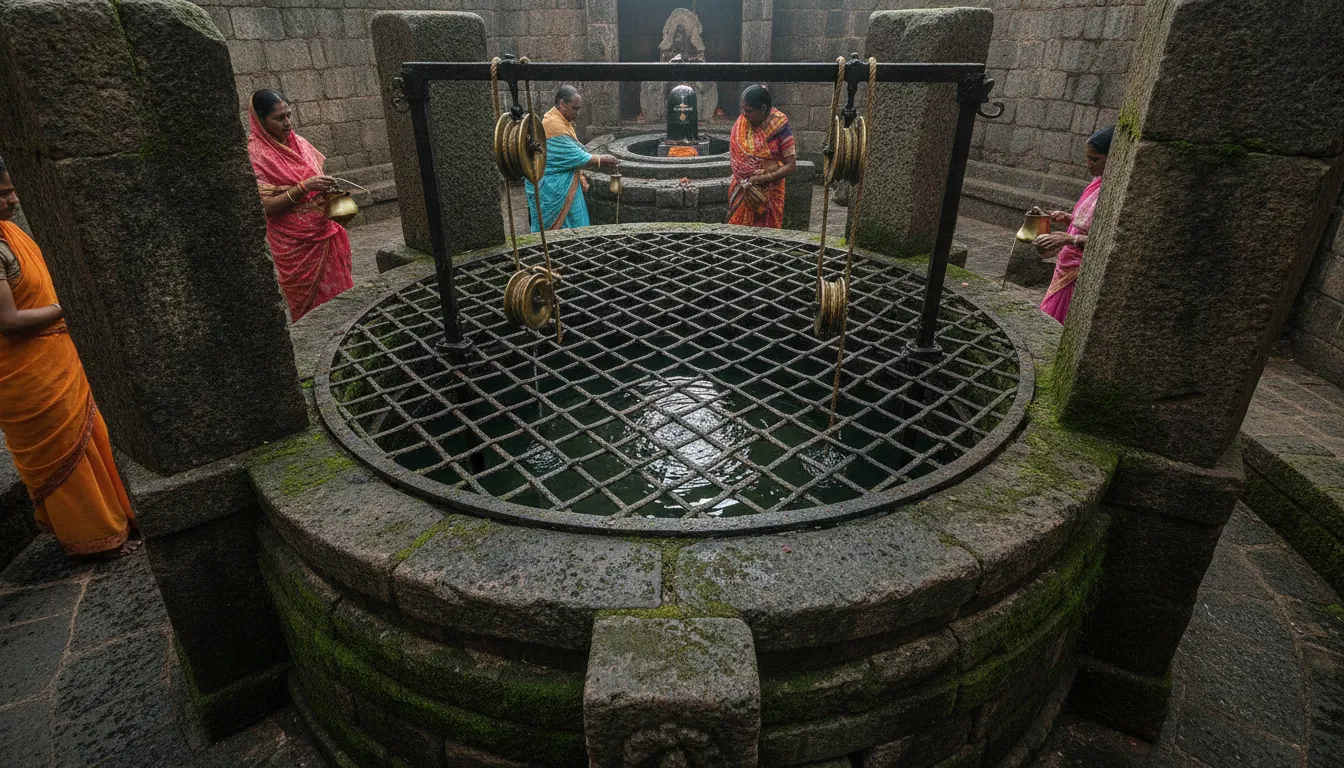 The holy water well inside Gola Gokarn Nath temple complex connected to historical legends