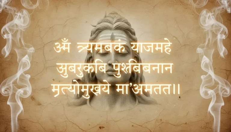 Spiritual wallpaper and Har har mahadev cover photo with Sanskrit Maha Mrityunjaya Mantra text.