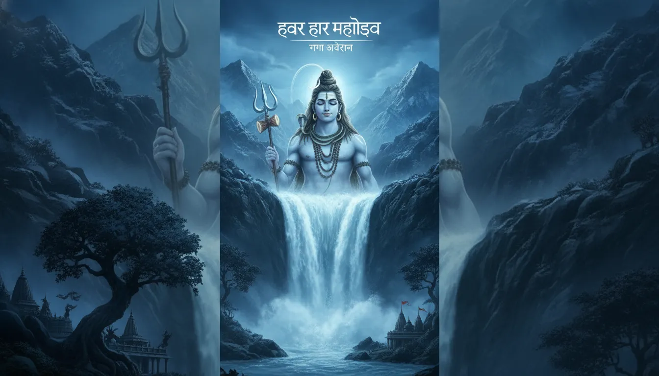 Artistic visualization of Shiva and the holy river Ganges for Har Har Mahadev Ka Photo