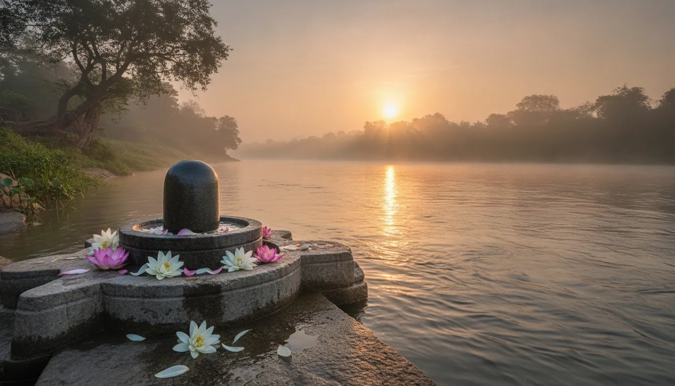 Natural diler full hd shivling images during sunrise at Ganga ghat