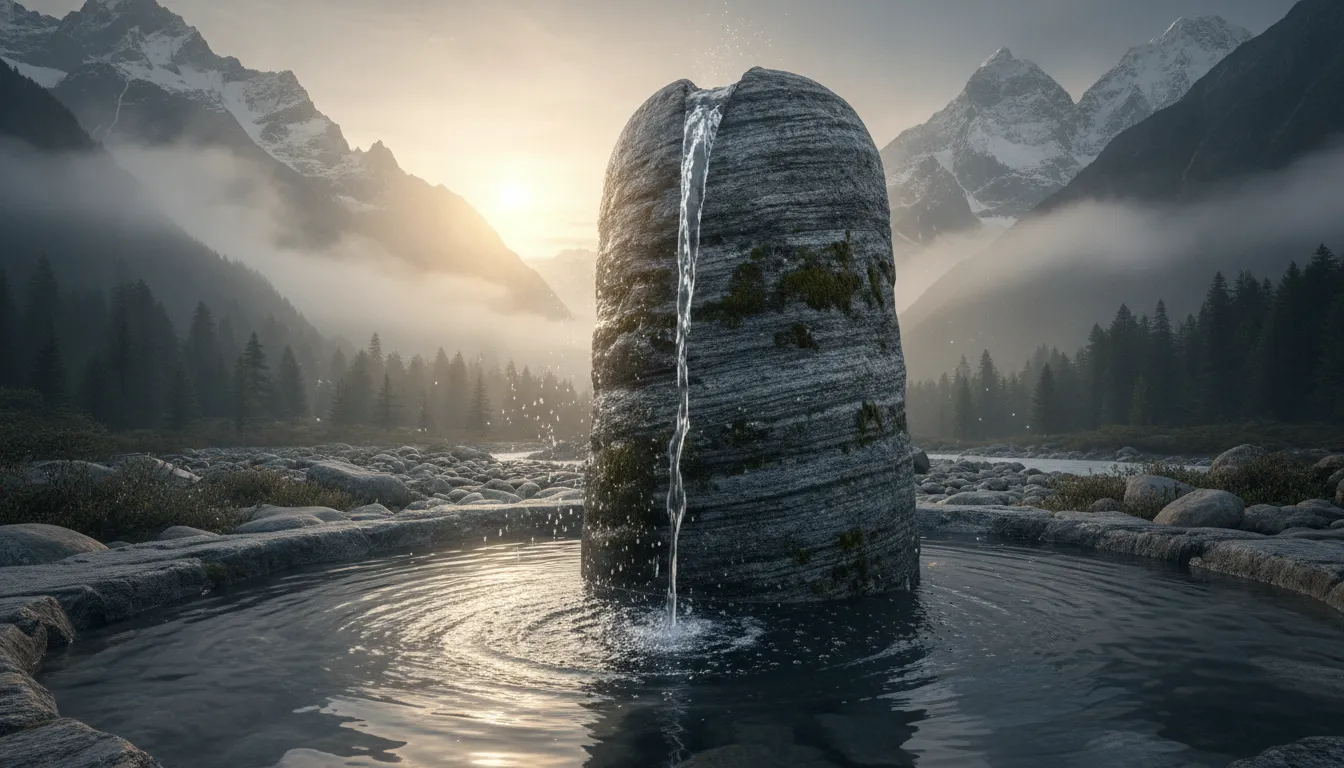 3D animated Shivling with water flowing from the top in full HD.