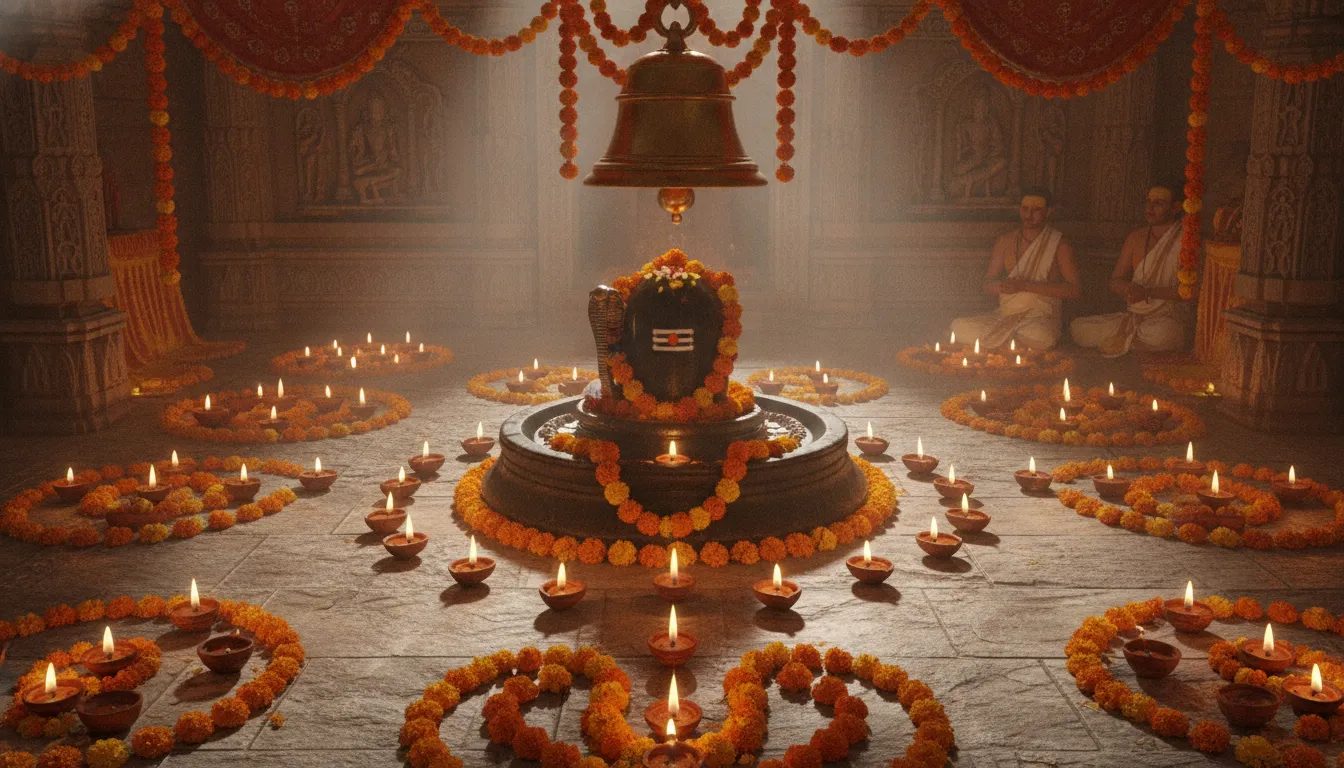 Festive Maha Shivratri bhagwan shiv shivling images in 3d with glowing clay lamps.