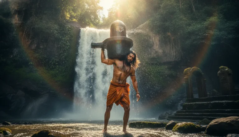 HD images of bahubali shivling lifted under waterfall
