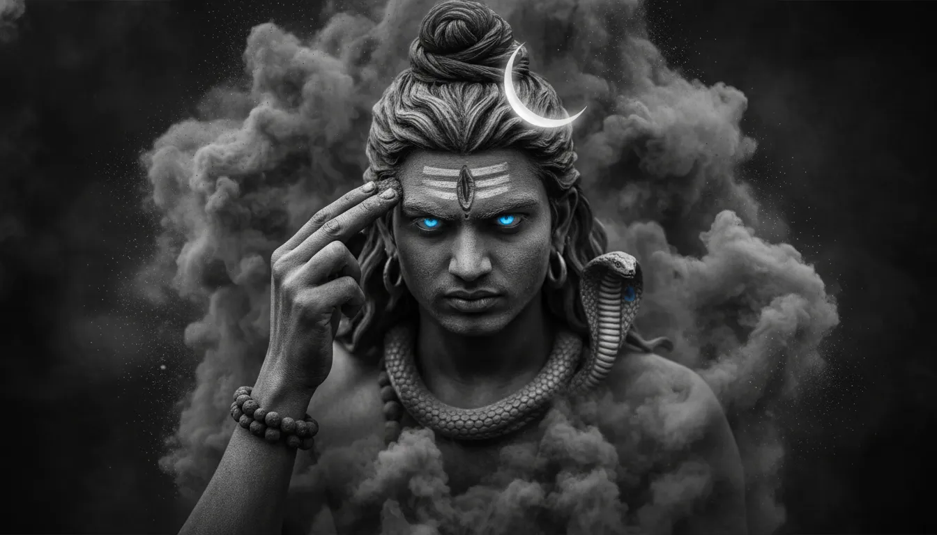 Aghori style smoke effect Mahadev photo edit with intense dark moody grading