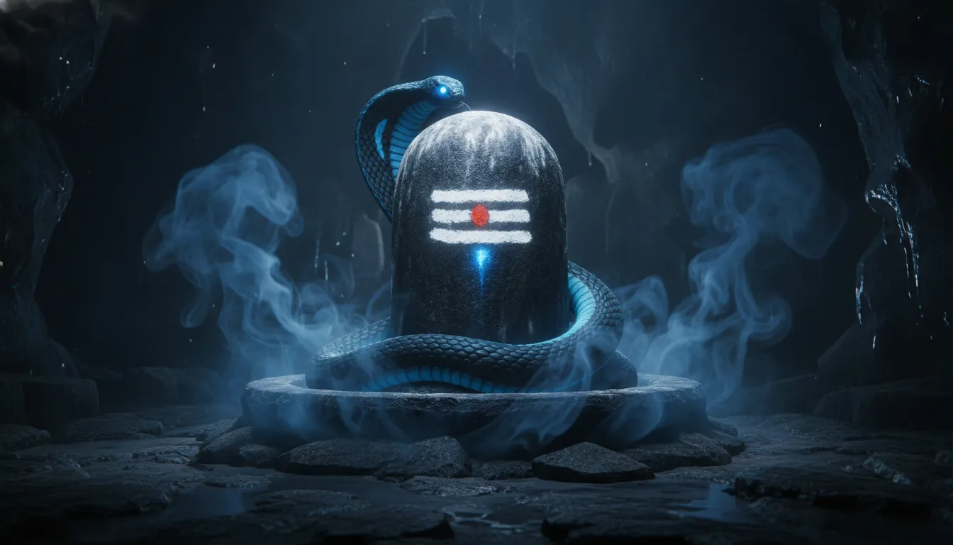 Dangerous Mahakal shivling image surrounded by dark smoke and cosmic ash