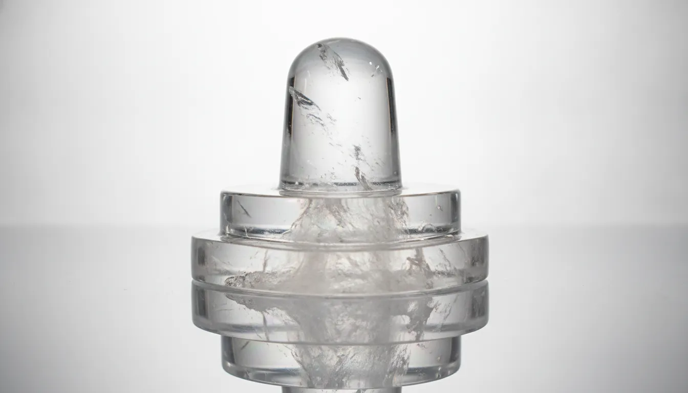Transparent sphatik crystal shivling refracting white light in 4K