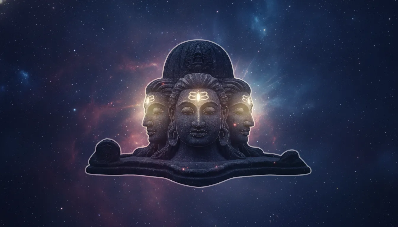 Abstract spiritual image of Pashupatinath Shivling blended with cosmic stars and nebula colors.