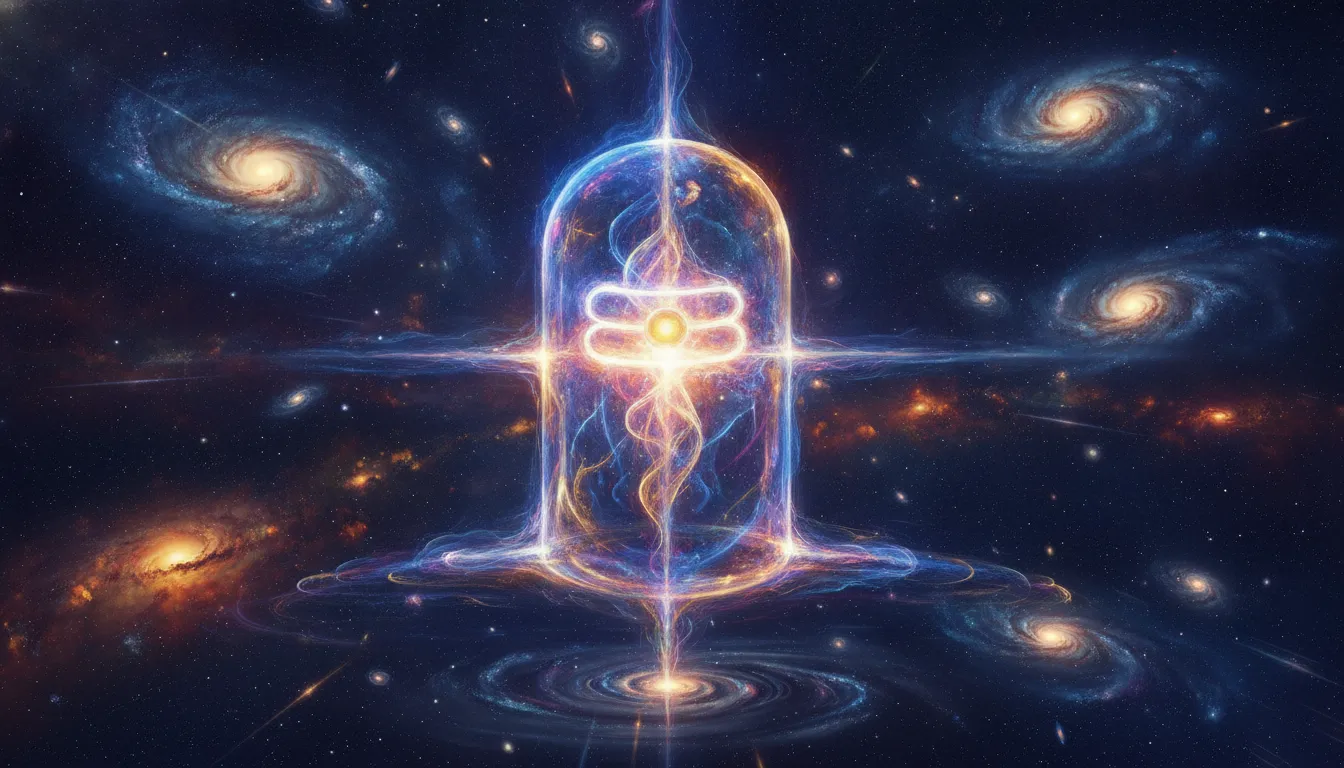 Abstract full HD image of Shivling representing cosmic energy in the universe with galaxies.