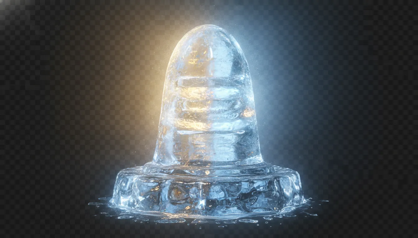 Glowing divine Amarnath barfani shivling without background