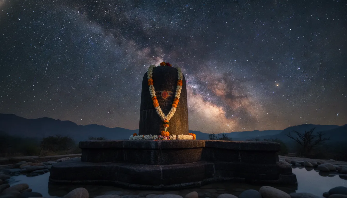 Cosmic night sky HD images of bahubali shivling with stars