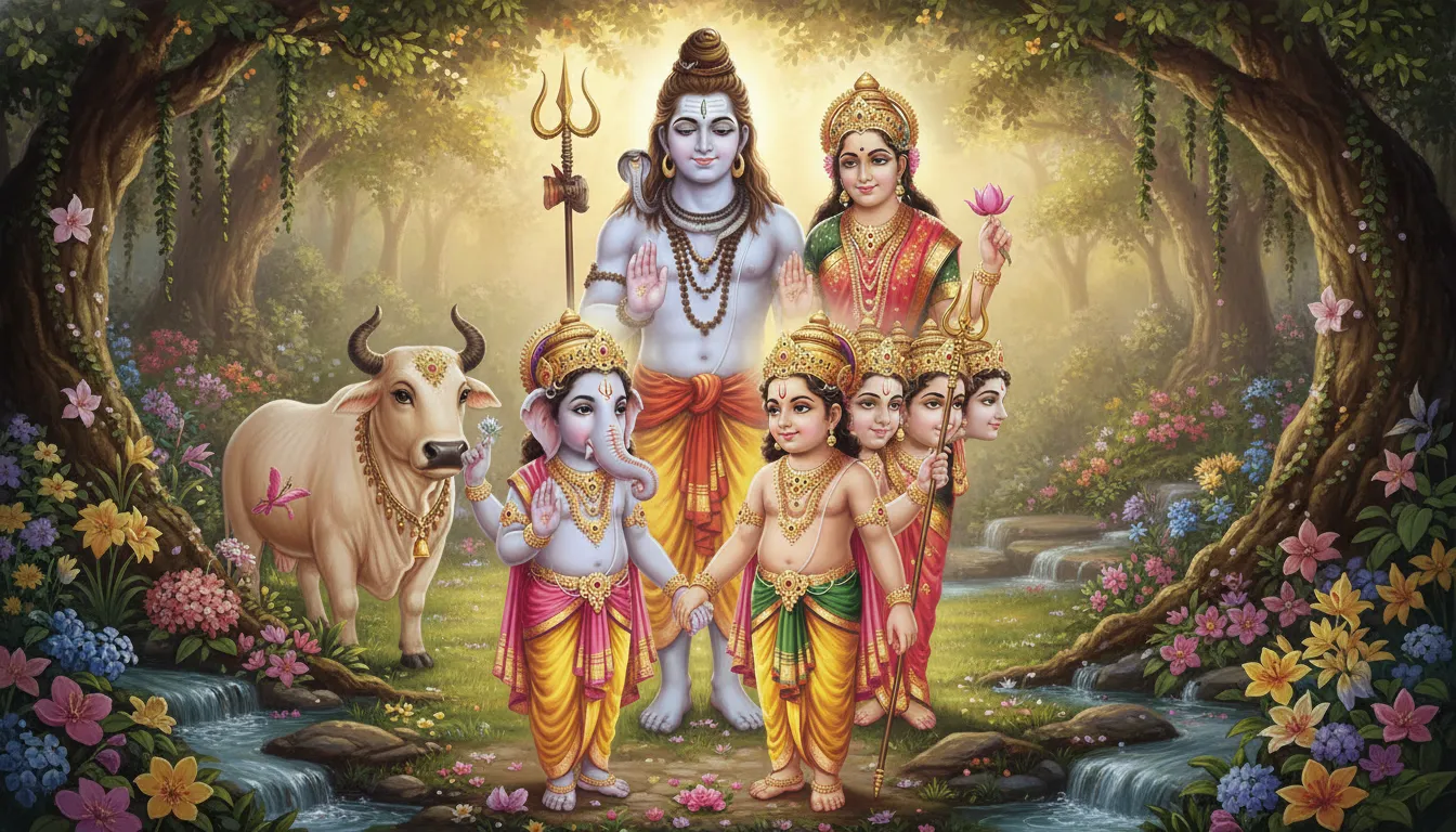 brotherly love ganesha kartikeya with shiva parvati family hd