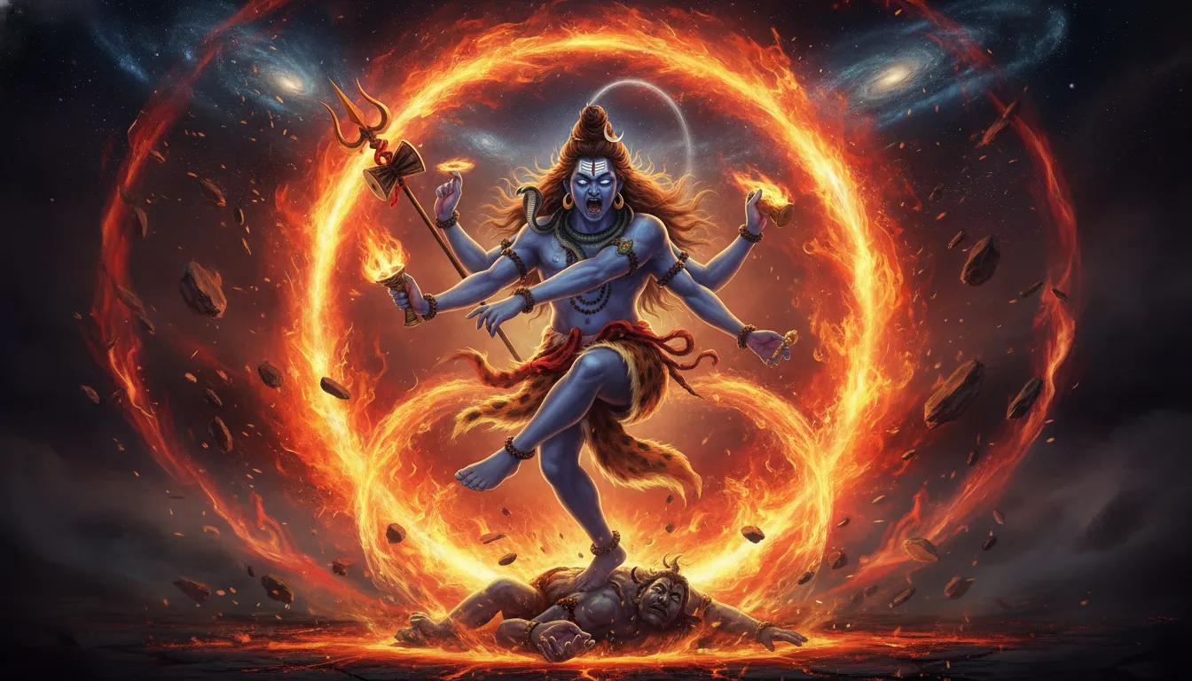 Angry Lord Shiva performing Tandav dance digital art