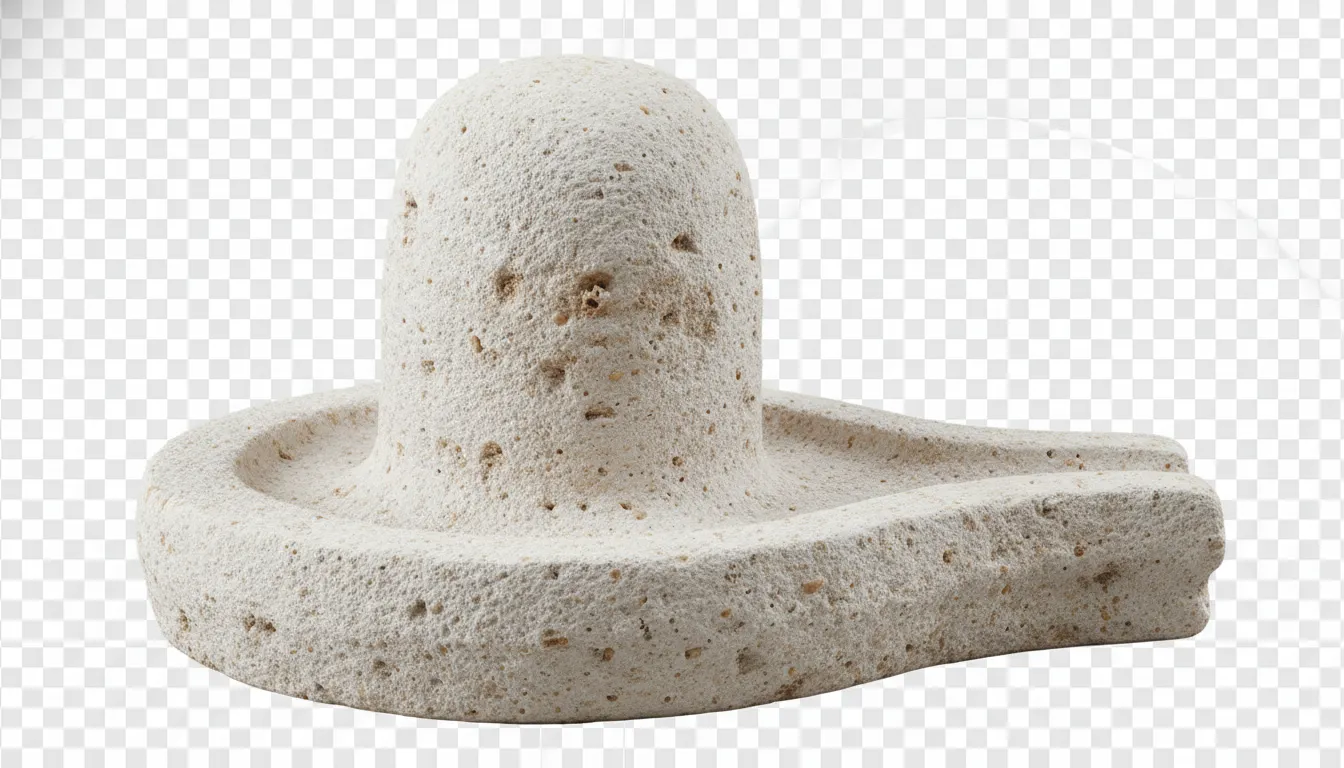 Natural rough textured white sandstone shivling isolated transparent PNG