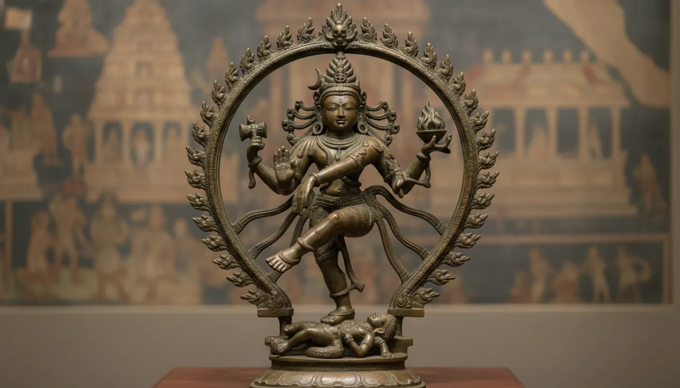 Authentic traditional Chola style bronze dancing Shiva sculpture with historical design proportions
