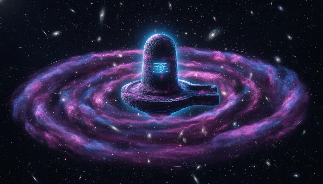 Lord Shivling HD image in space surrounded by cosmic nebula gulaal animation.