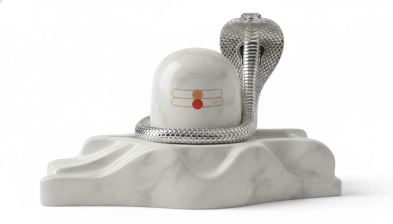 White stone shivling with silver coiled snake nagraj transparent PNG