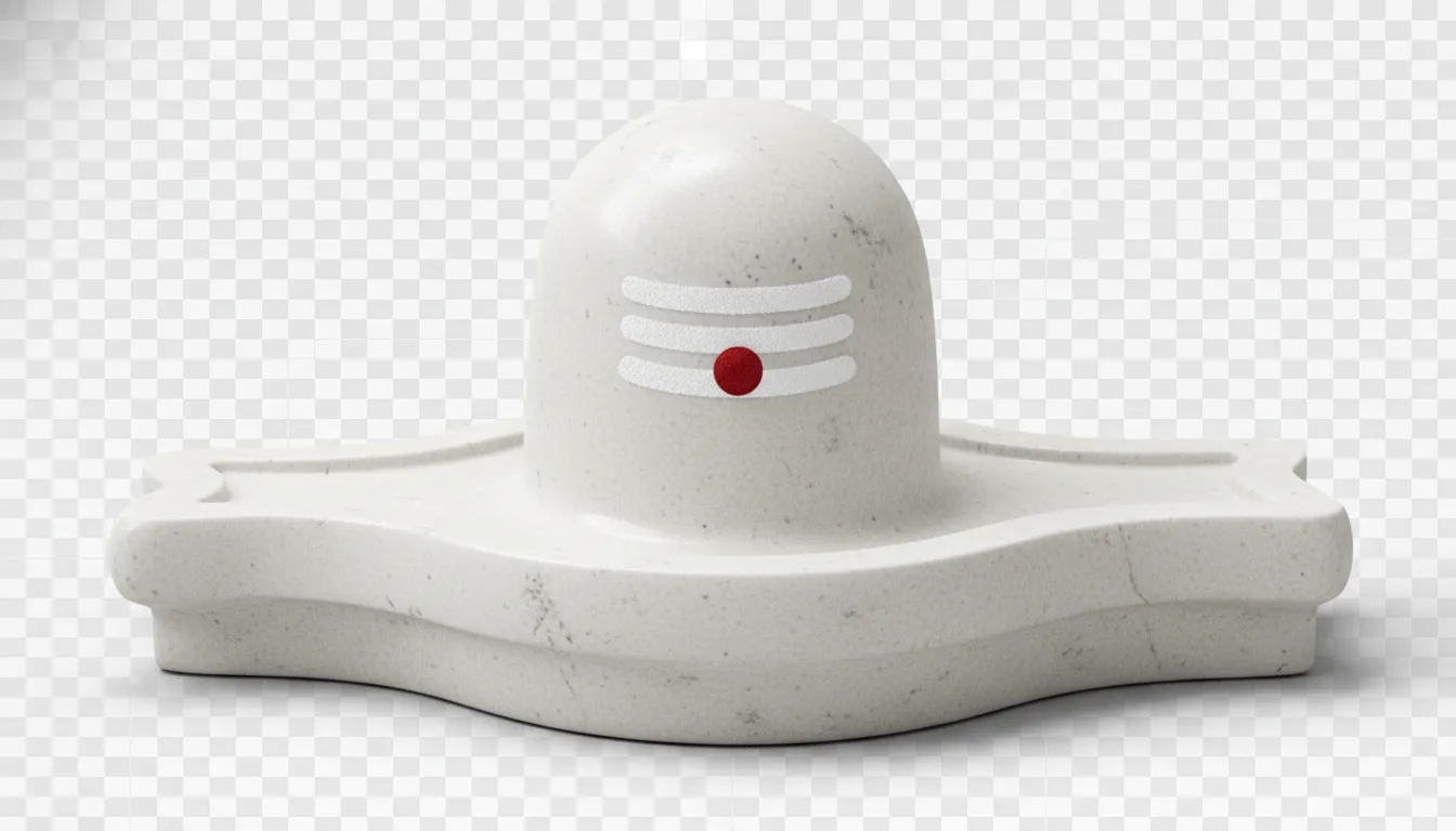 Lord Shiva white stone shivling with sacred tripundra tilak PNG