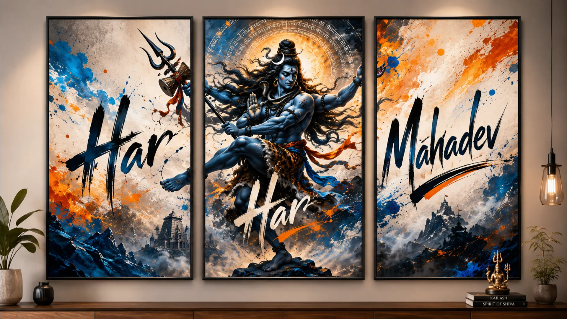 Abstract Canvas Har Har Mahadev Photo Frame Split