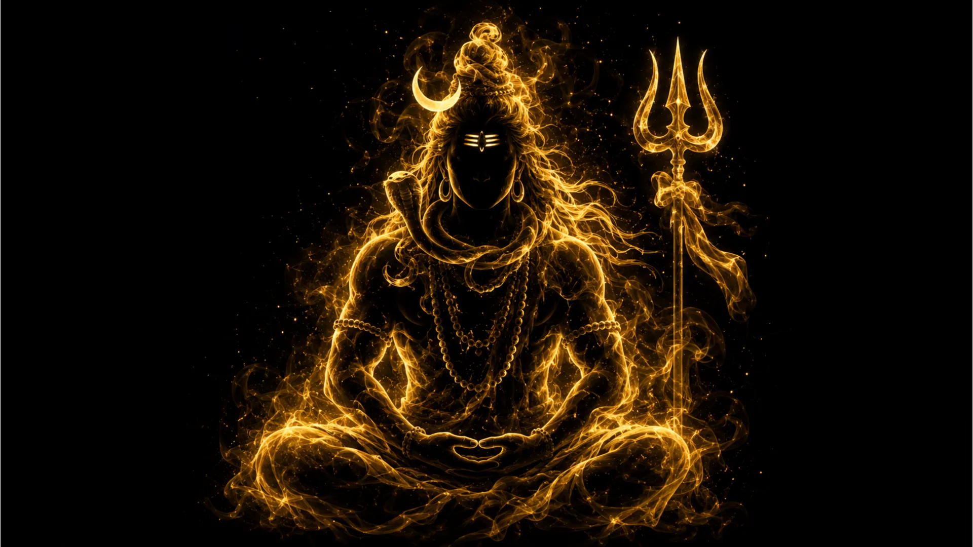 Abstract har har mahadev gold photo created with golden smoke effects.