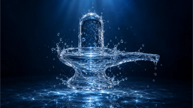 Creative abstract shivling images full hd formed entirely out of high-speed water splashes.