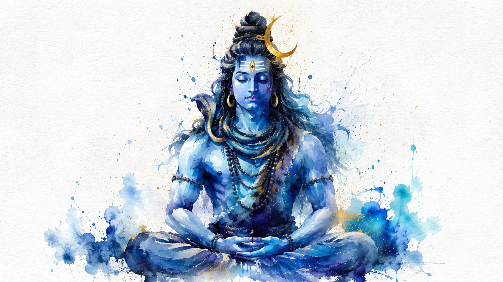 Artistic watercolor style wallpaper lord shiva images hd 1080p download.