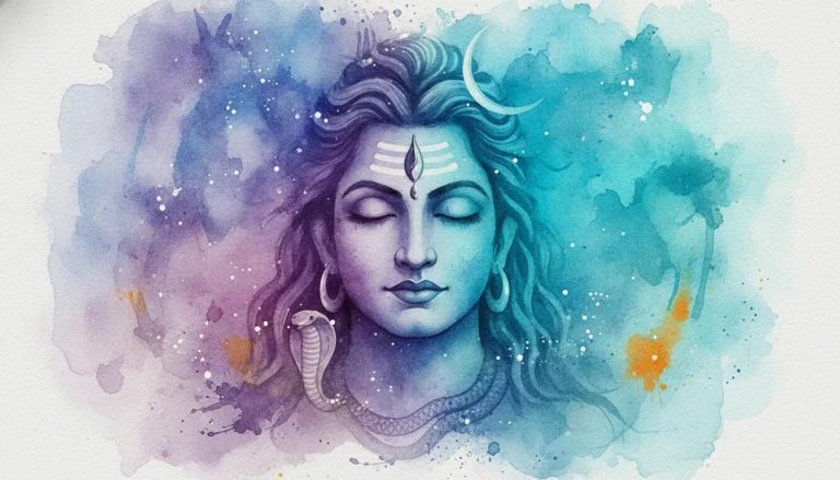 Artistic watercolor Har Har Mahadev photo HD of Lord Shiva with vibrant colors.