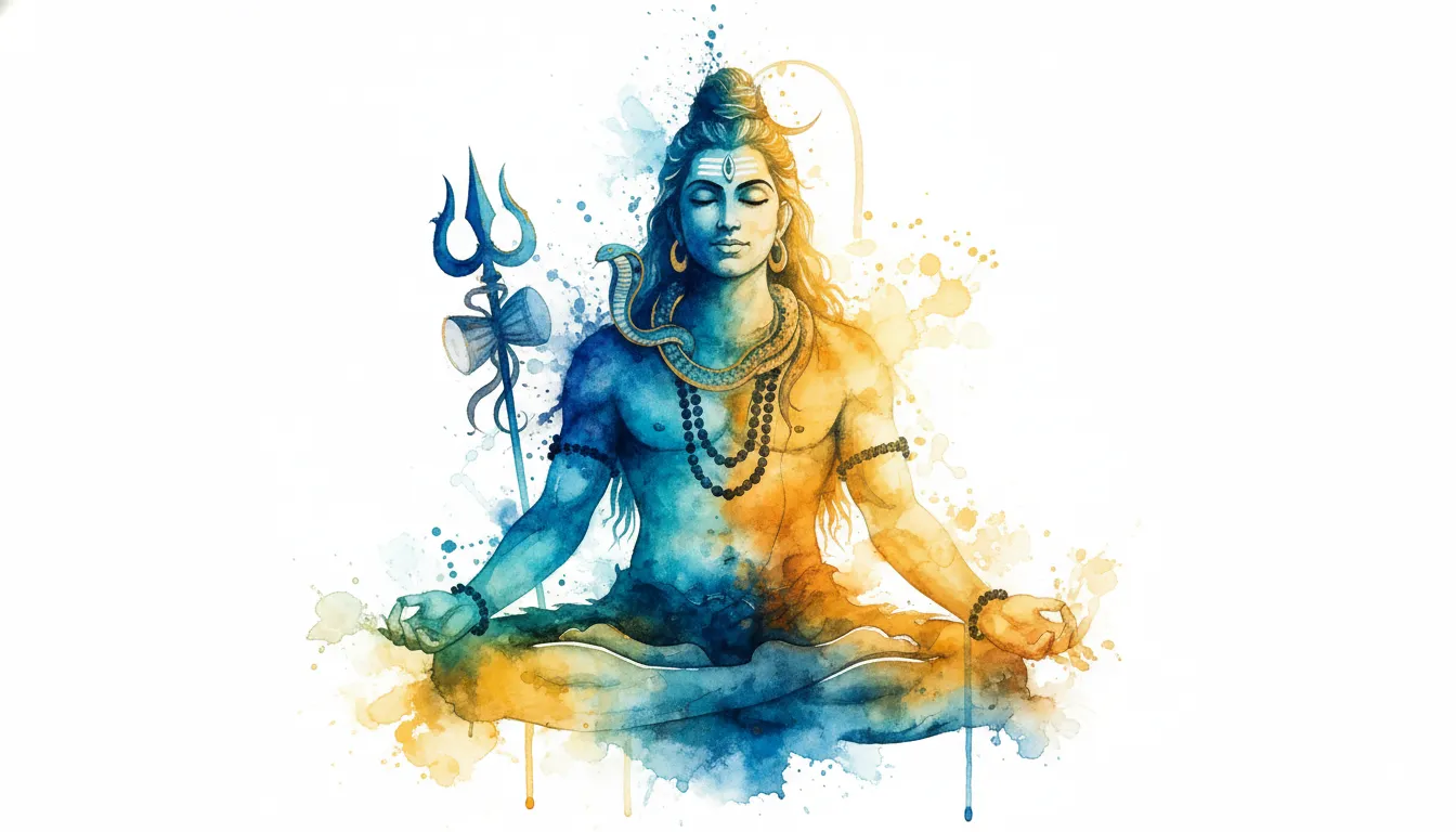 Abstract watercolor painting style wallpaper of Mahadev Lord Shiva