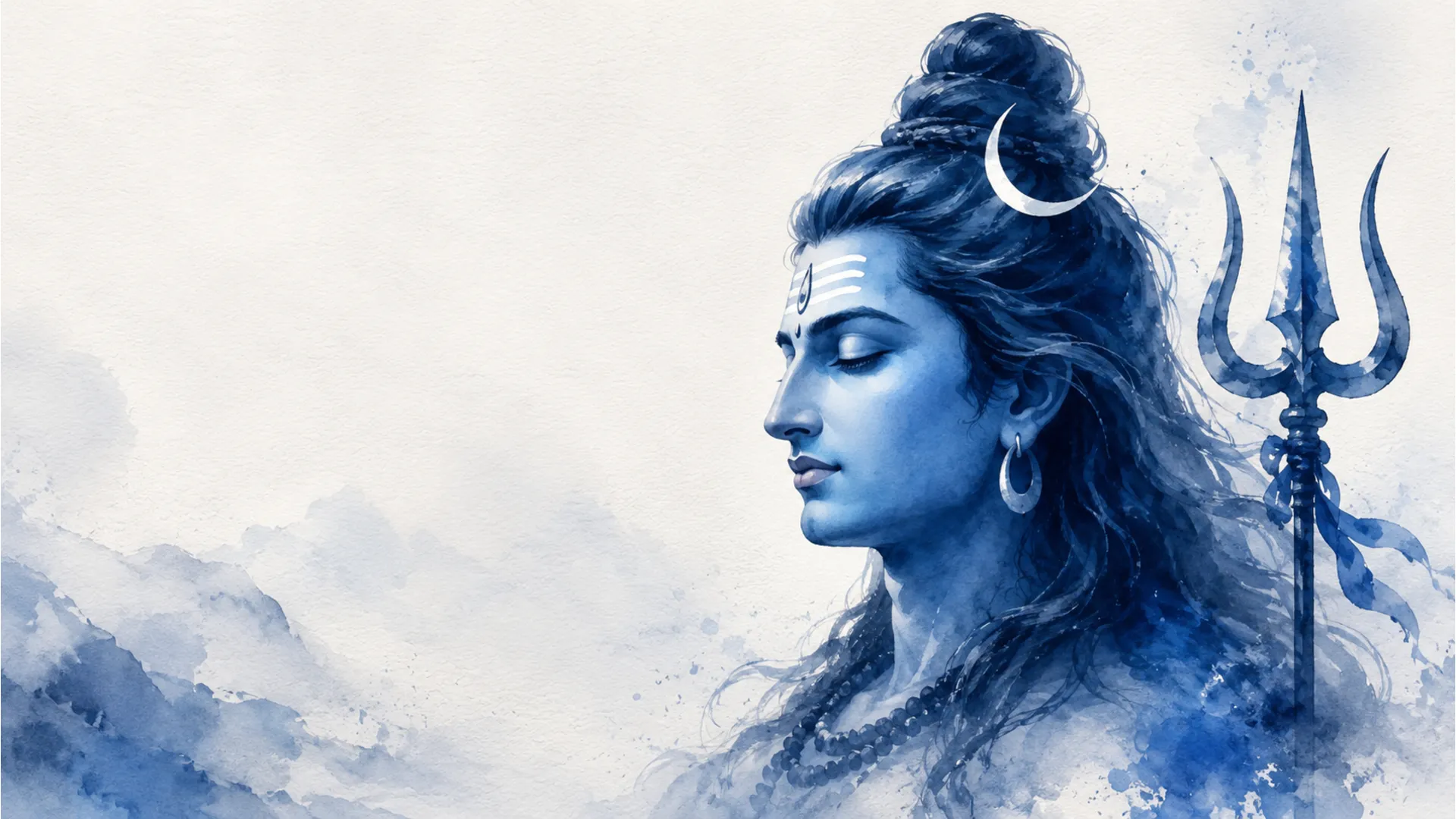 Minimalist watercolor style illustration of Lord Shiva 1080p HD wallpaper.