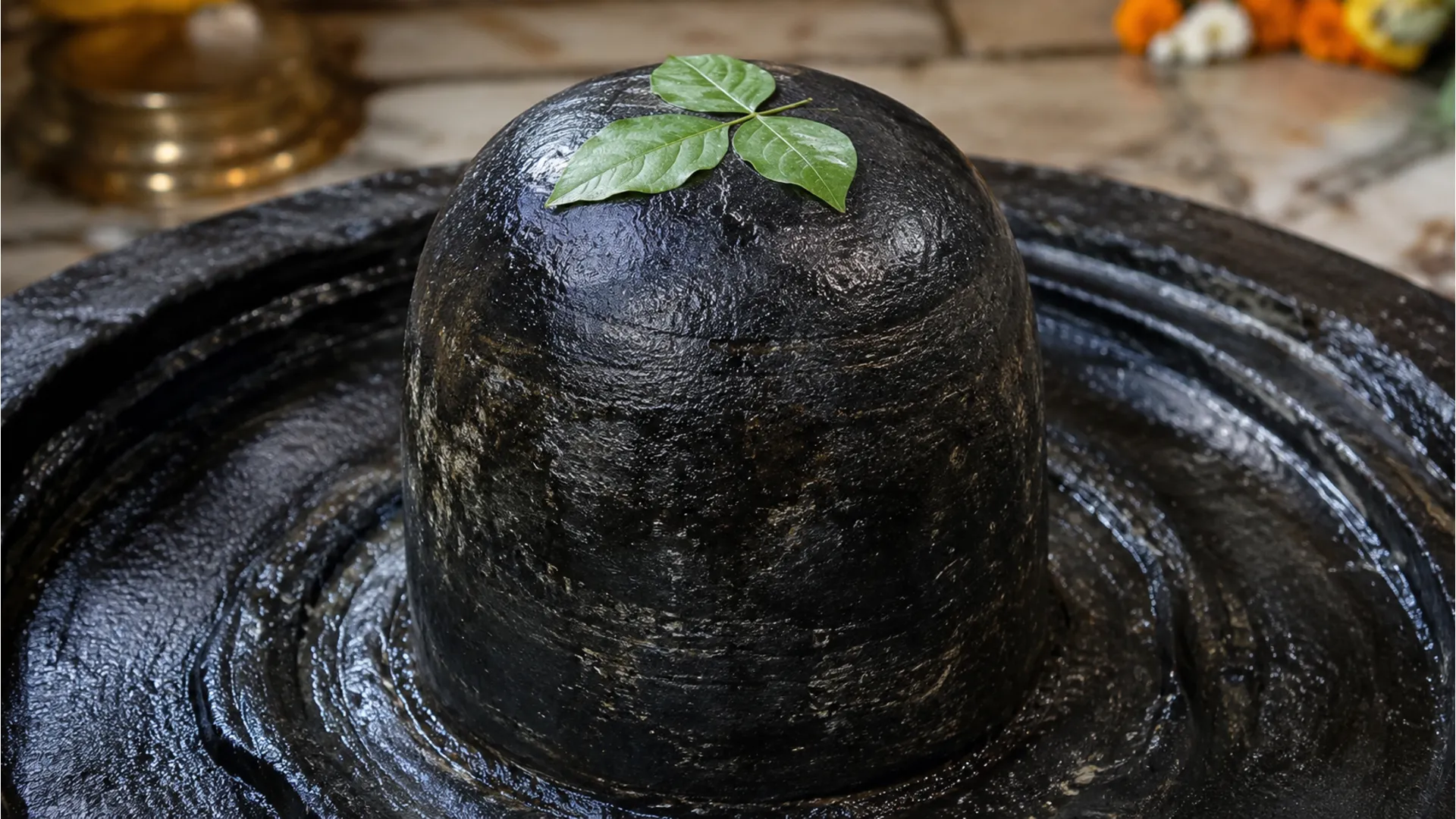 Macro close-up shot of the historical stone texture of Baba Baidyanath Jyotirlinga.