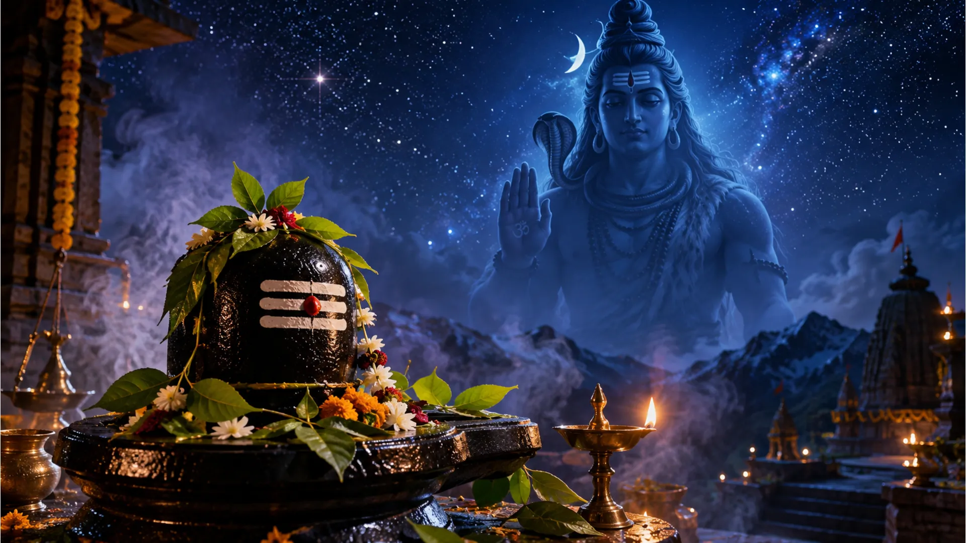 Festive har har mahadev photo full hd celebrating Maha Shivratri night.