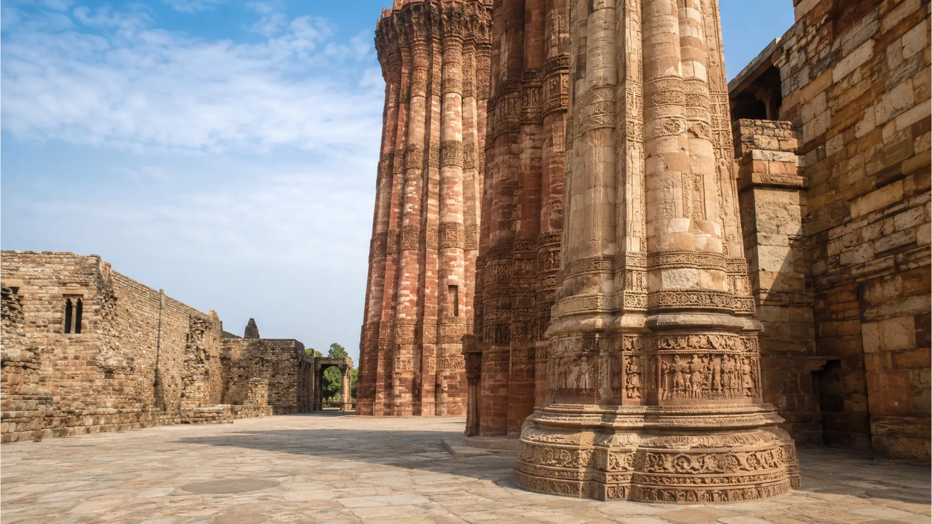 Wide-angle Full HD image showing the architectural juxtaposition within the Gyanvapi complex area.