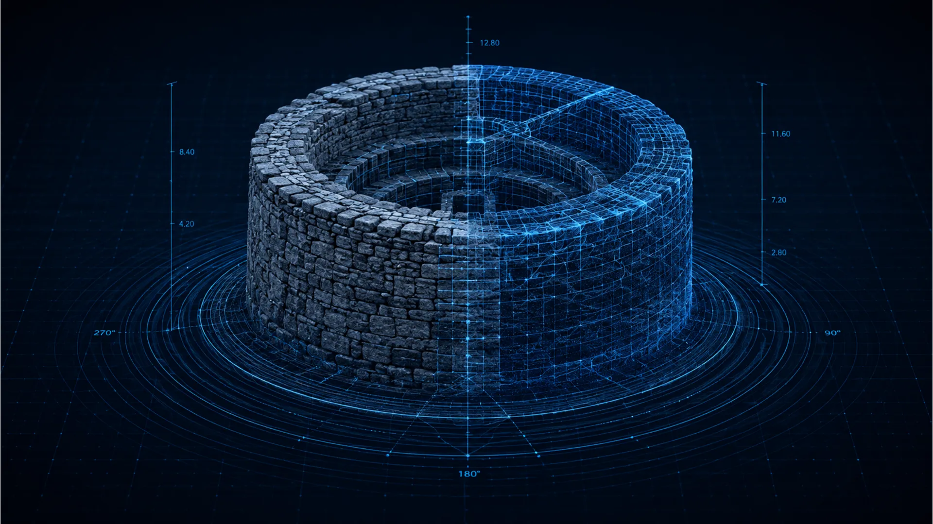 A high-definition 3D digital scan and schematic representation of the Gyanvapi shivling structure.