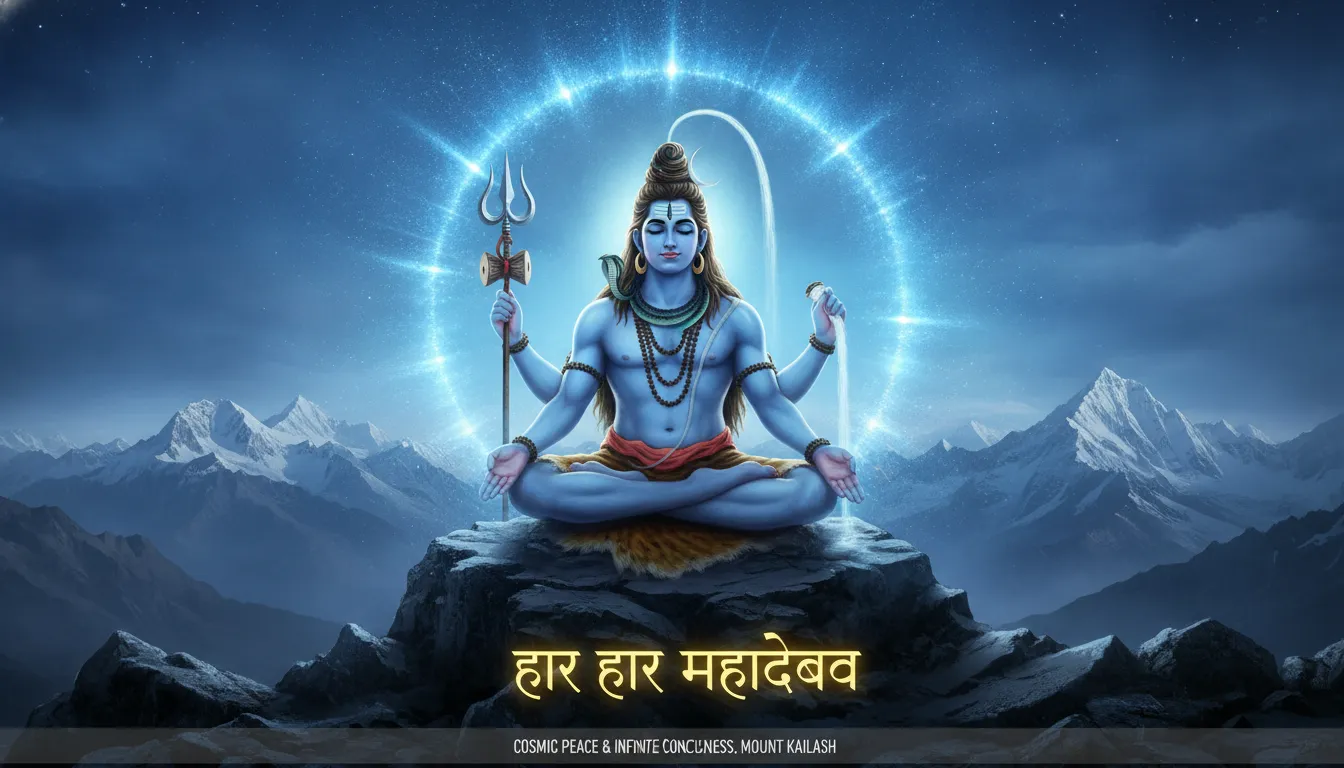 Har Har Mahadev photo image of Lord Shiva meditating on Mount Kailash in HD