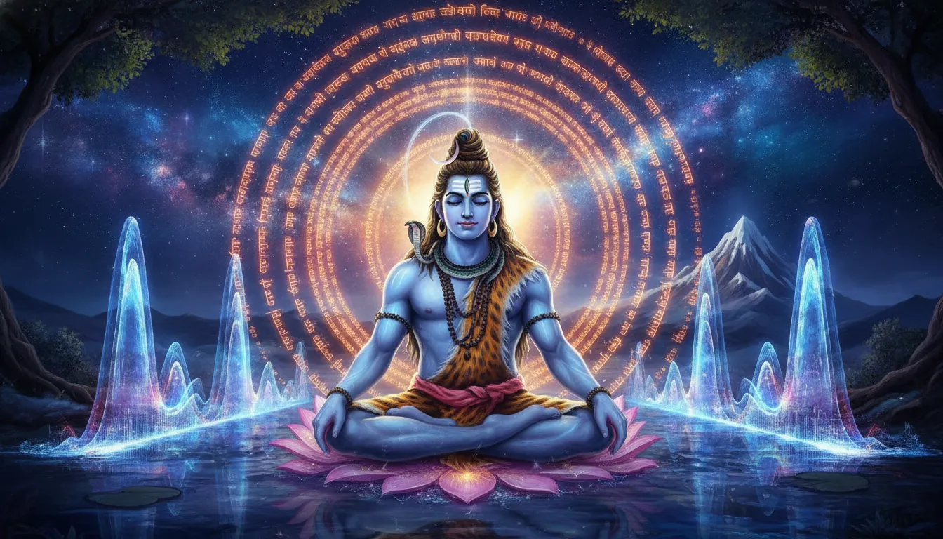 Spiritual Har Har Mahadev photo image featuring Sanskrit Mahamrityunjaya Mantra
