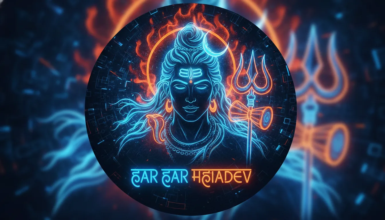 Modern neon style Har Har Mahadev photo image for profile picture