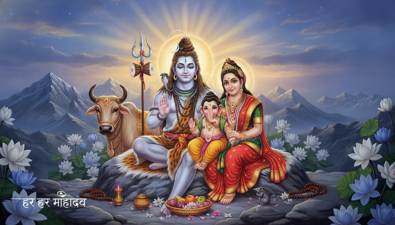 Holy Shiva Parivar family portrait Har Har Mahadev photo image