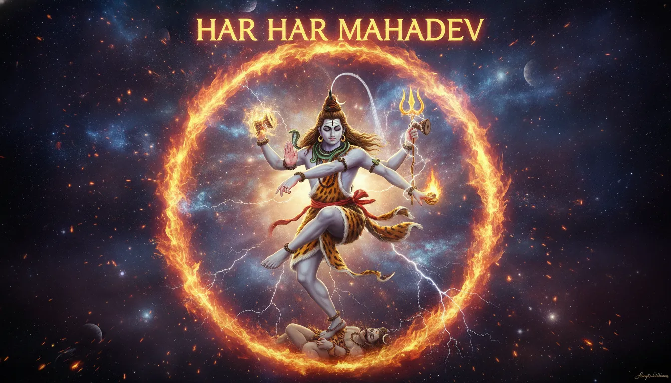 Lord Shiva cosmic Tandava dance Har Har Mahadev photo image