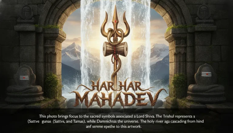 Close up Har Har Mahadev photo image with Trishul and Damru