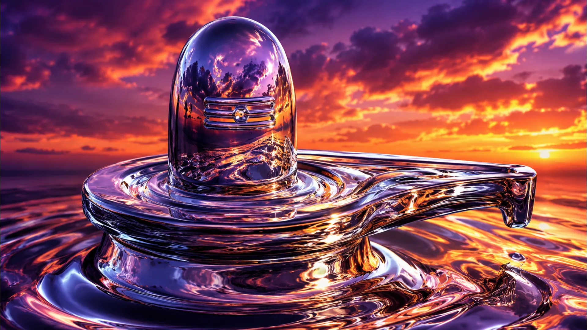 Fluid liquid metallic mercury style 3D Shivling background